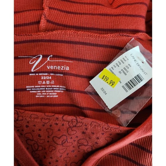 Venezia Womens 3/4 Sleeve Striped Hooded Top 22/24 Red & Black - Picture 3 of 4